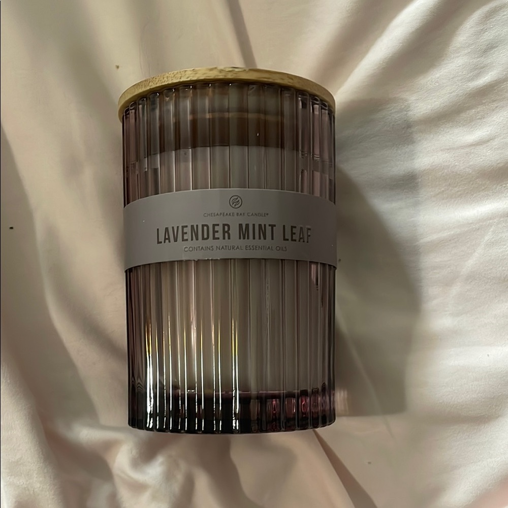 Elegant White Candle in Ribbed Glass Jar